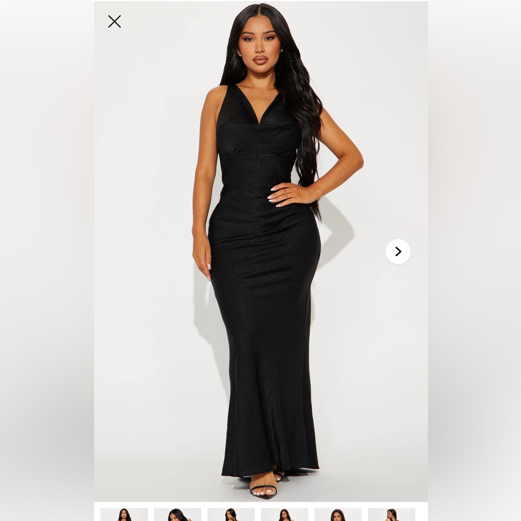 Fashion Nova Black Evening Gown Cowl Back Satin